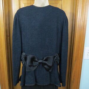 VTG Leslie Fay 1970's Jacket/Top Knit Back Satin Bow Long Sleeve Size 18
